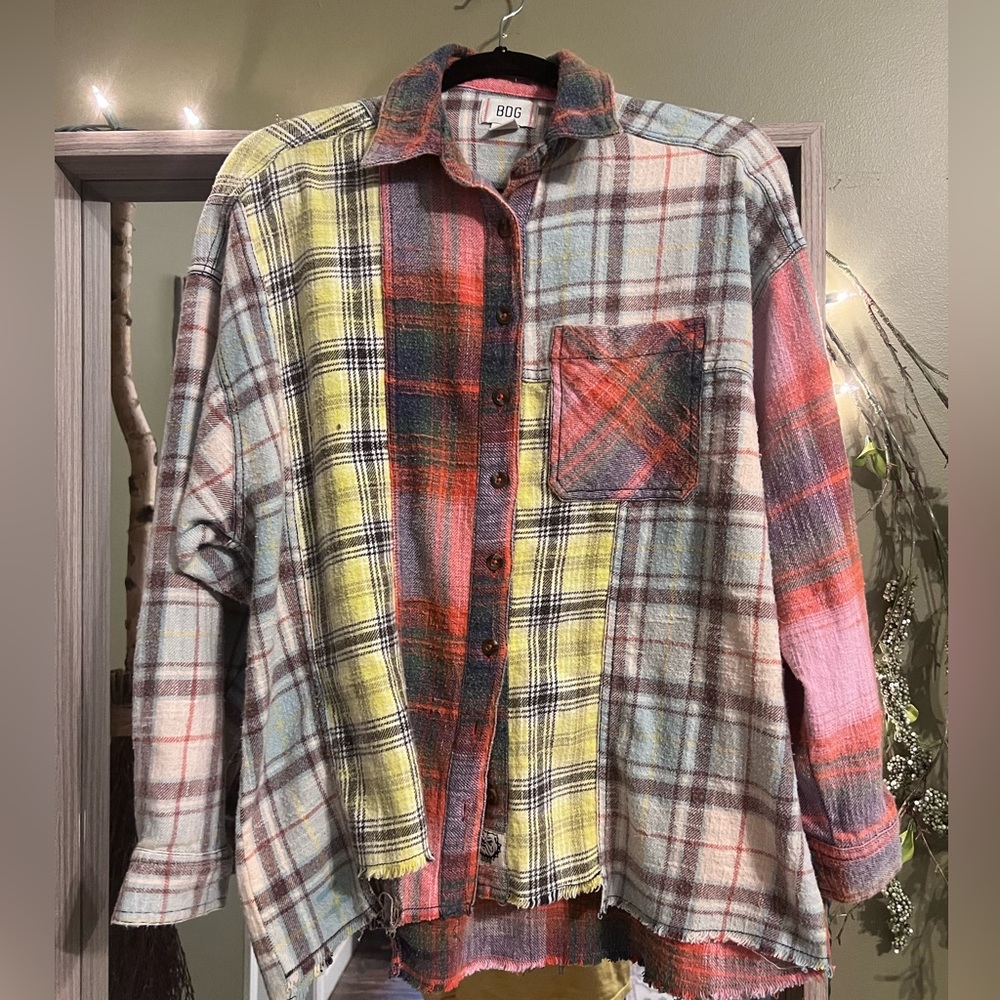 BDG Robbie Spliced Flannel button-down shirt UO